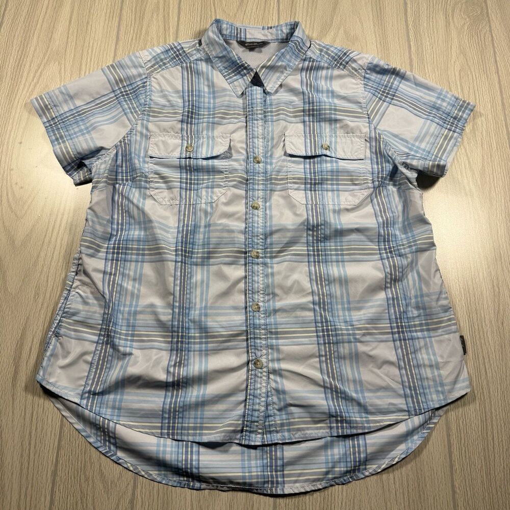 Eddie Bauer Packable Camp Shirt Women’s Large Plaid Tech Lightweight Gorpcore